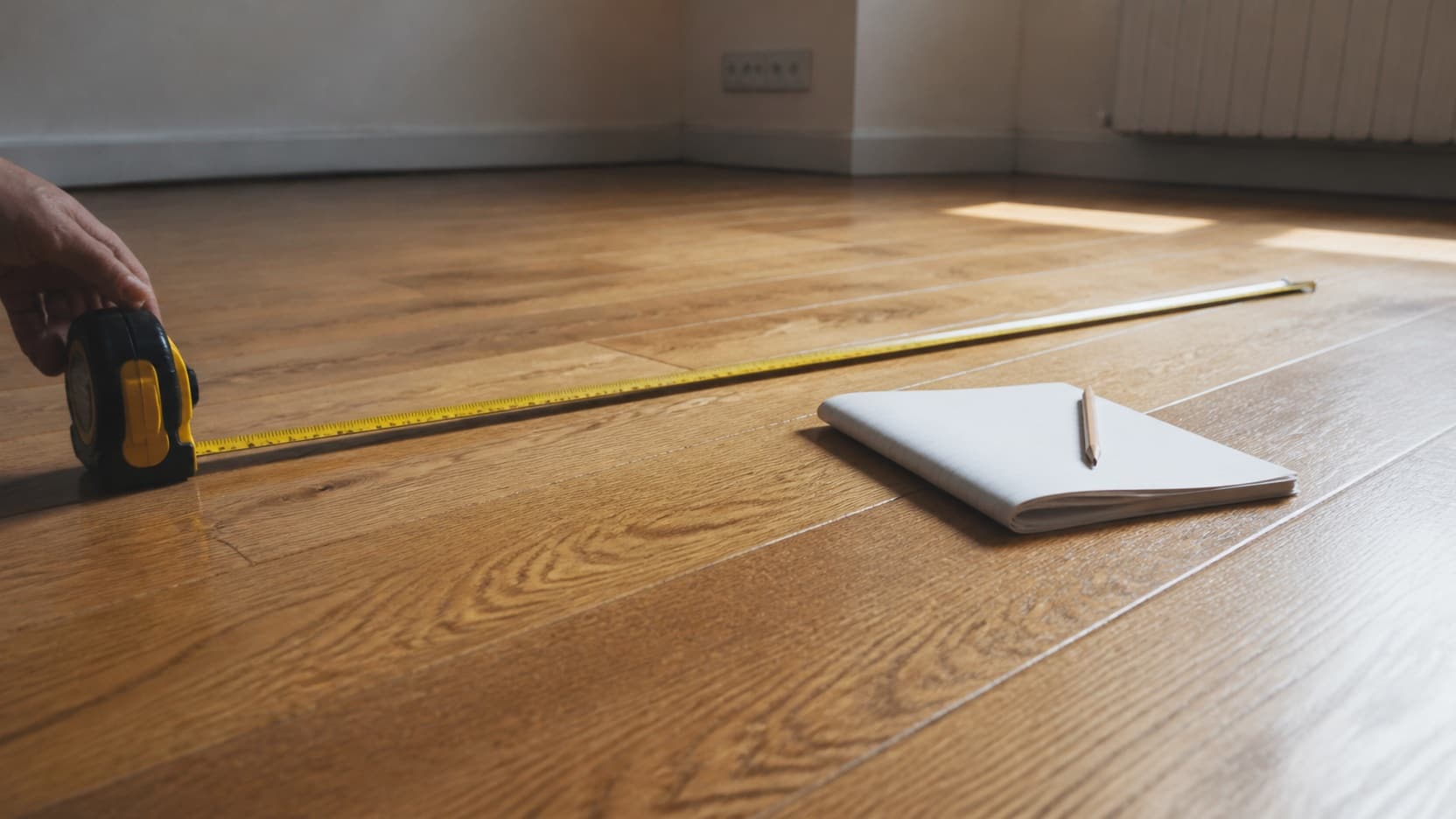 A quiet Manhattan apartment interior with light falling across a bare wood floor
